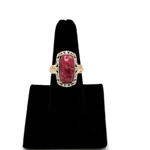 Norwegian Thulite Brass Ring Sz 9 Stamped STS